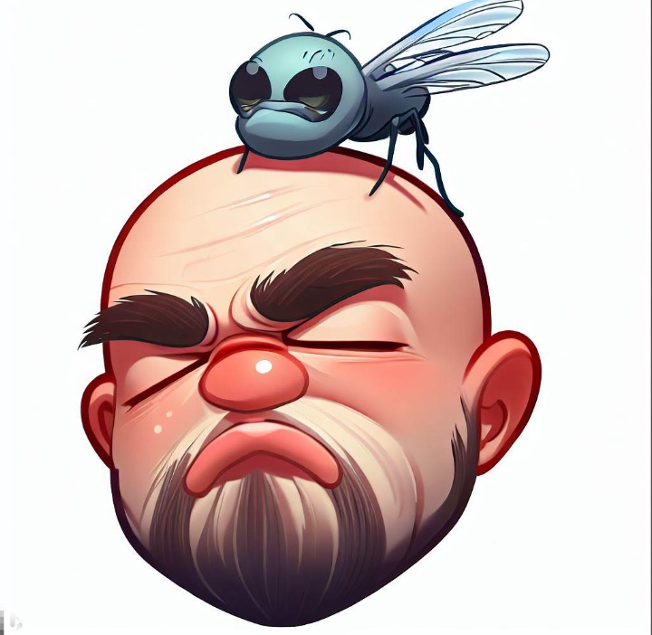 파리가 대머리 남자에게 삿대질하는 모습