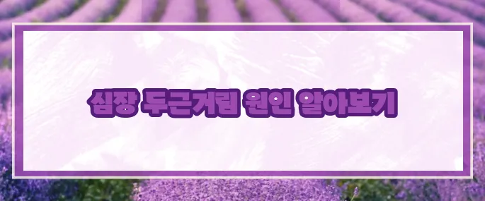 심장이 두근거리는 증상 (+건강체크)