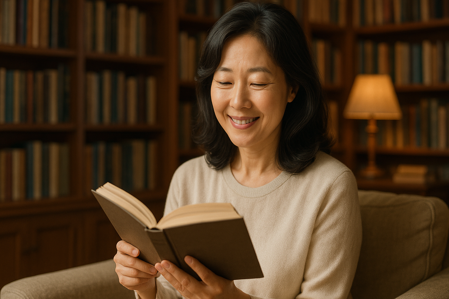 습관화된 독서를 하는 중년여성