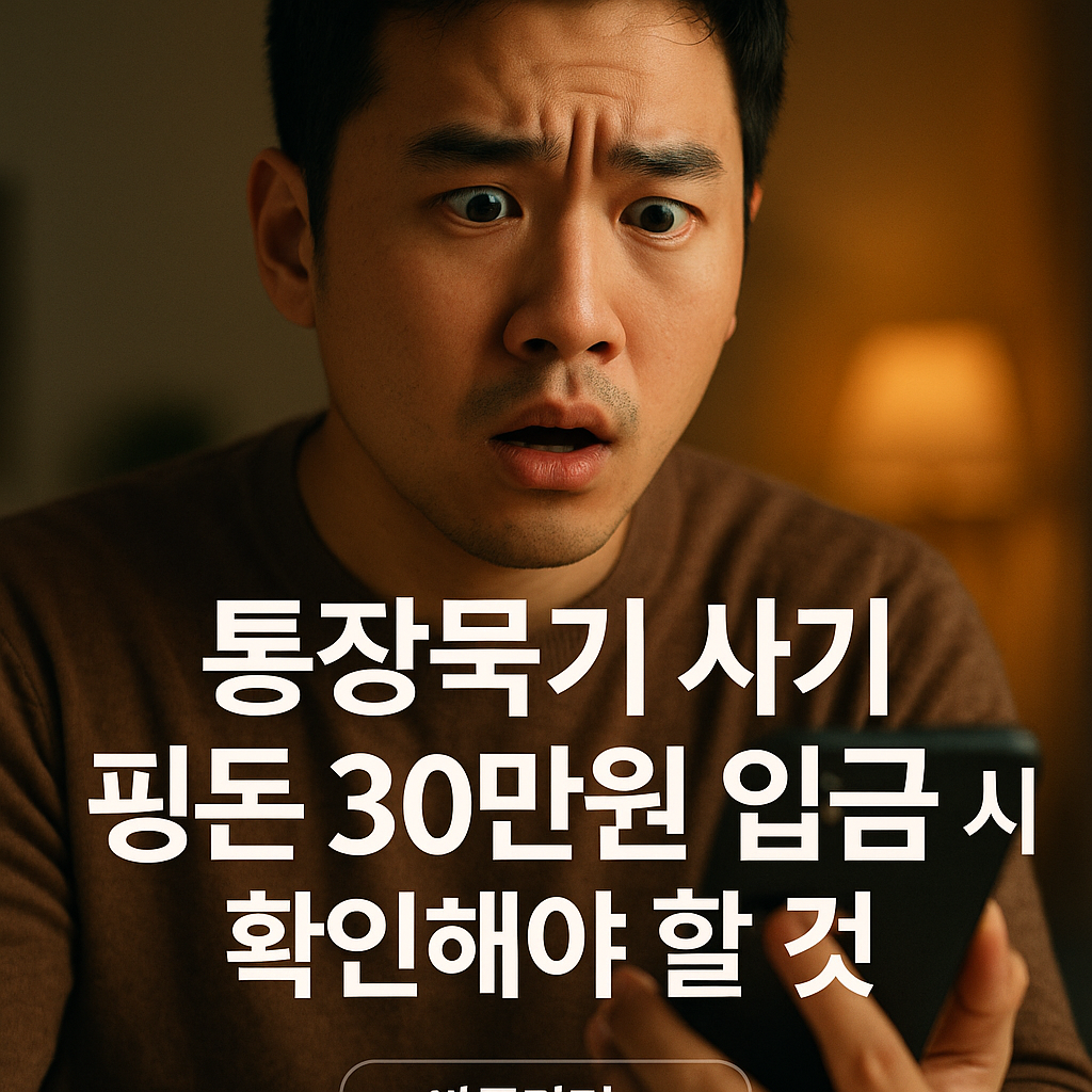 신종 통장묶기 사기, 핑돈 30만원 입금 시 확인해야 할 것