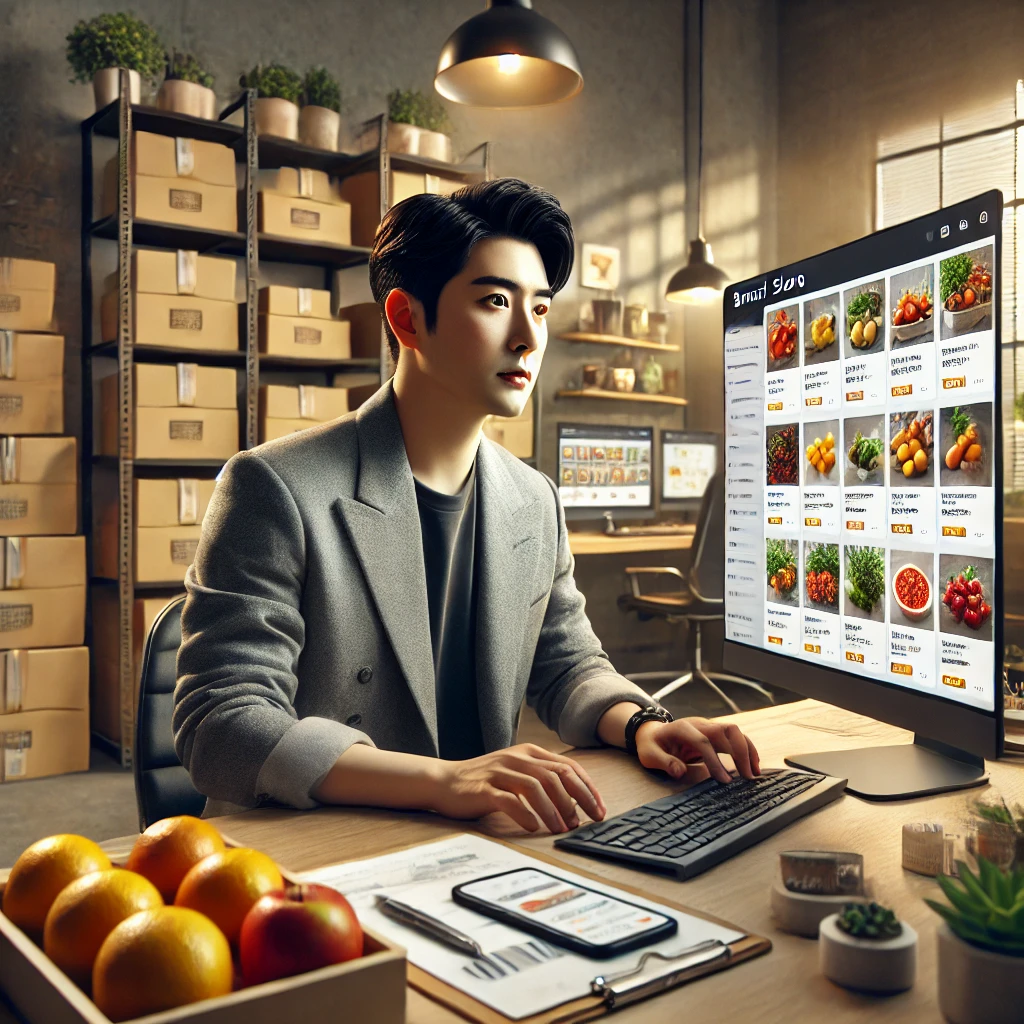 남성, 컴퓨터, 스마트스토어 운영 이미지 사진