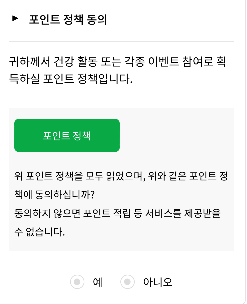포인트 정책 동의