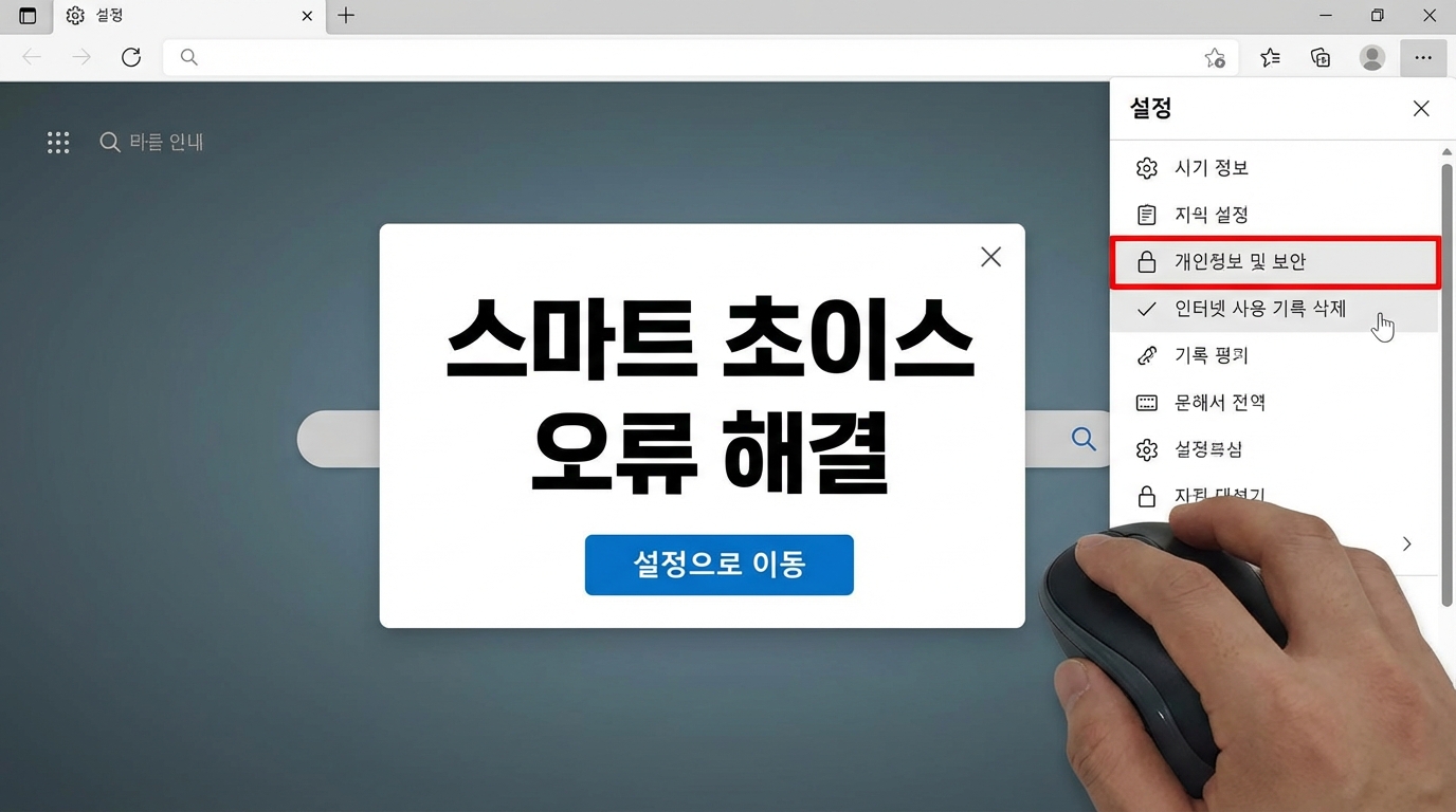 스마트초이스 접속 오류 해결을 위한 브라우저 설정 이미지