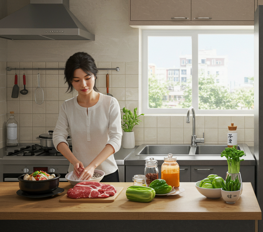 주방 음식 냉장고에 보관할 식품
