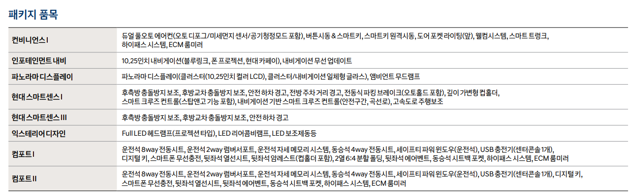 아반떼 옵션 패키지