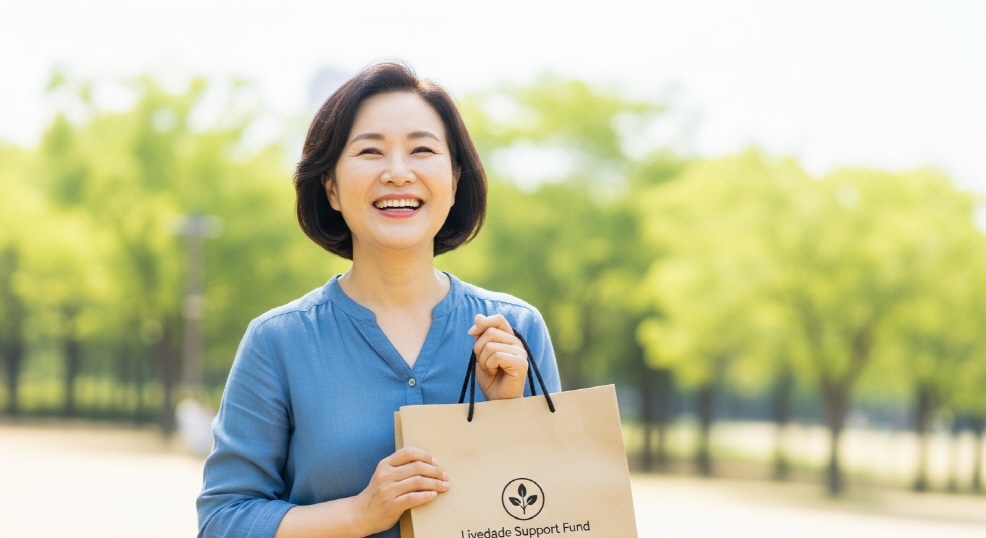 쿠폰으로 물건 구입 후 기뻐하는 고객