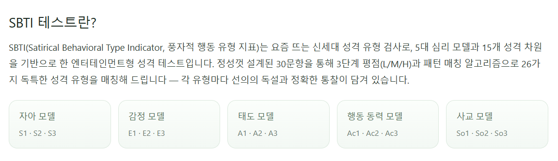 sbti 테스트 결과 해석