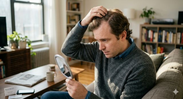 탈모 초기 증상 정수리 숱 감소와 모발 가늘어짐 모습