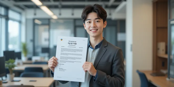 매장 카운터에서 정책자금 관련 증빙 서류를 정리 중인 점주의 모습