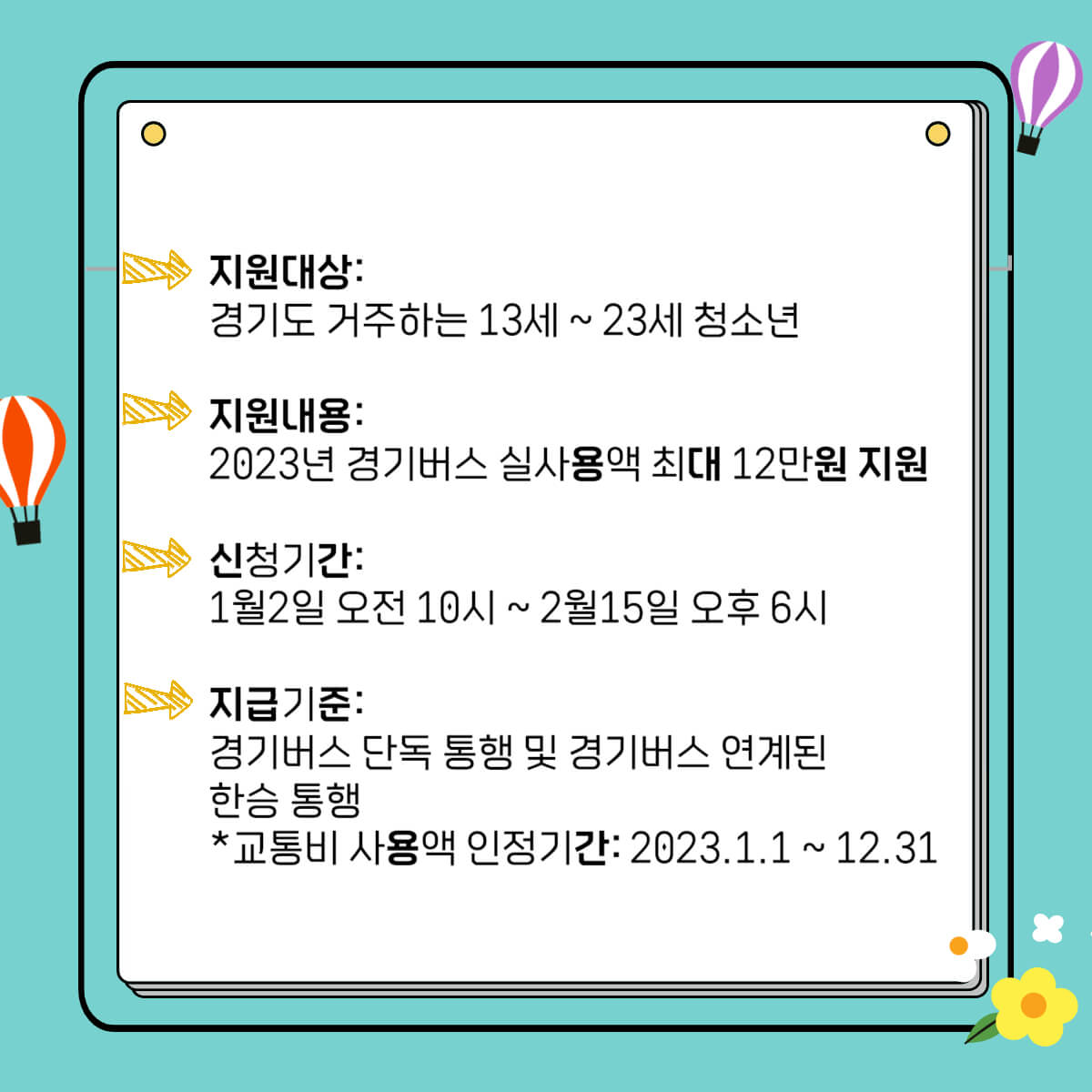 경기도 청소년 교통비 지원사업