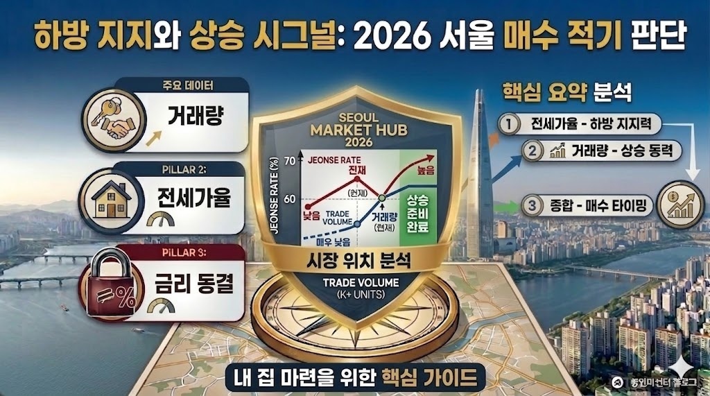 전세가율과 거래량의 상관관계를 통해 매수 적기를 분석하는 시장 위치 분석 그래프