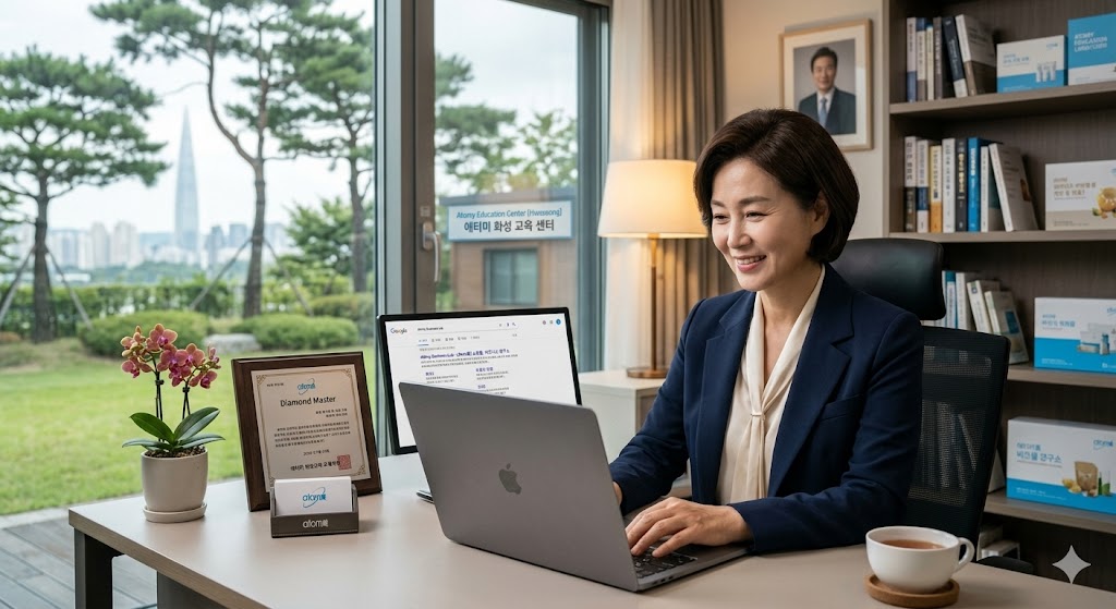 애터미 비즈니스 랩(Atomy Business Lab) 시스템 리더의 연구실 전경. 디지털 자동화 도구와 인문학적 철학이 결합된 이곳에서 유통 혁명이 시작됩니다.