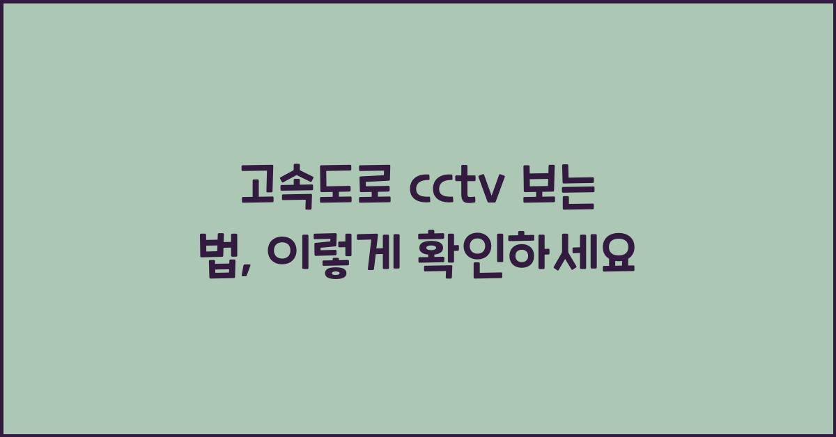 고속도로 cctv 보는 법