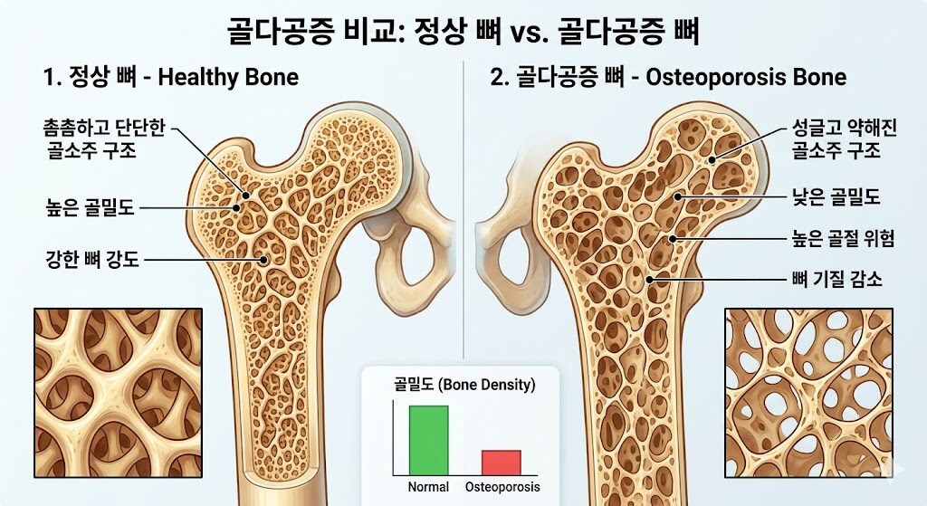 골다공증의 뼈사진