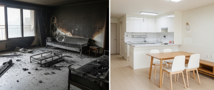 동두천 화재청소 전후 모습 비교 2