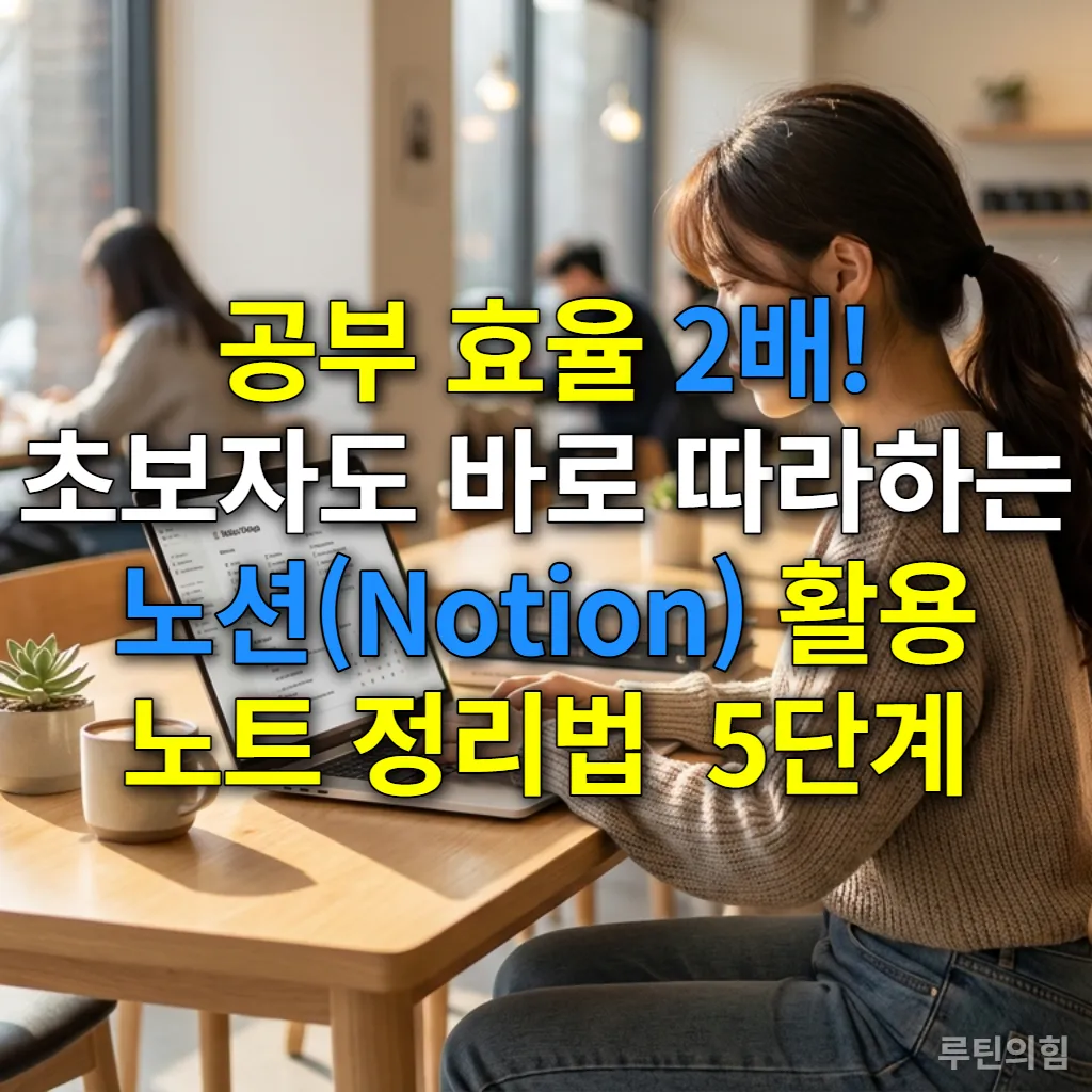 노션으로 공부 계획을 세우며 집중하는 한국인 여대생