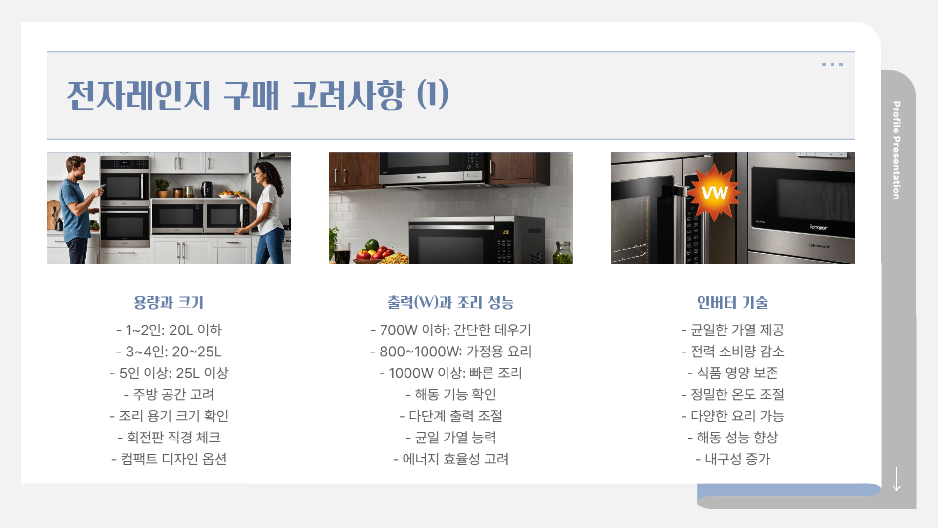 전자레인지 구매 시 고려할 점
