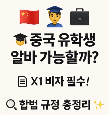 중국 유학시 아르바이트 규정 안내 사진