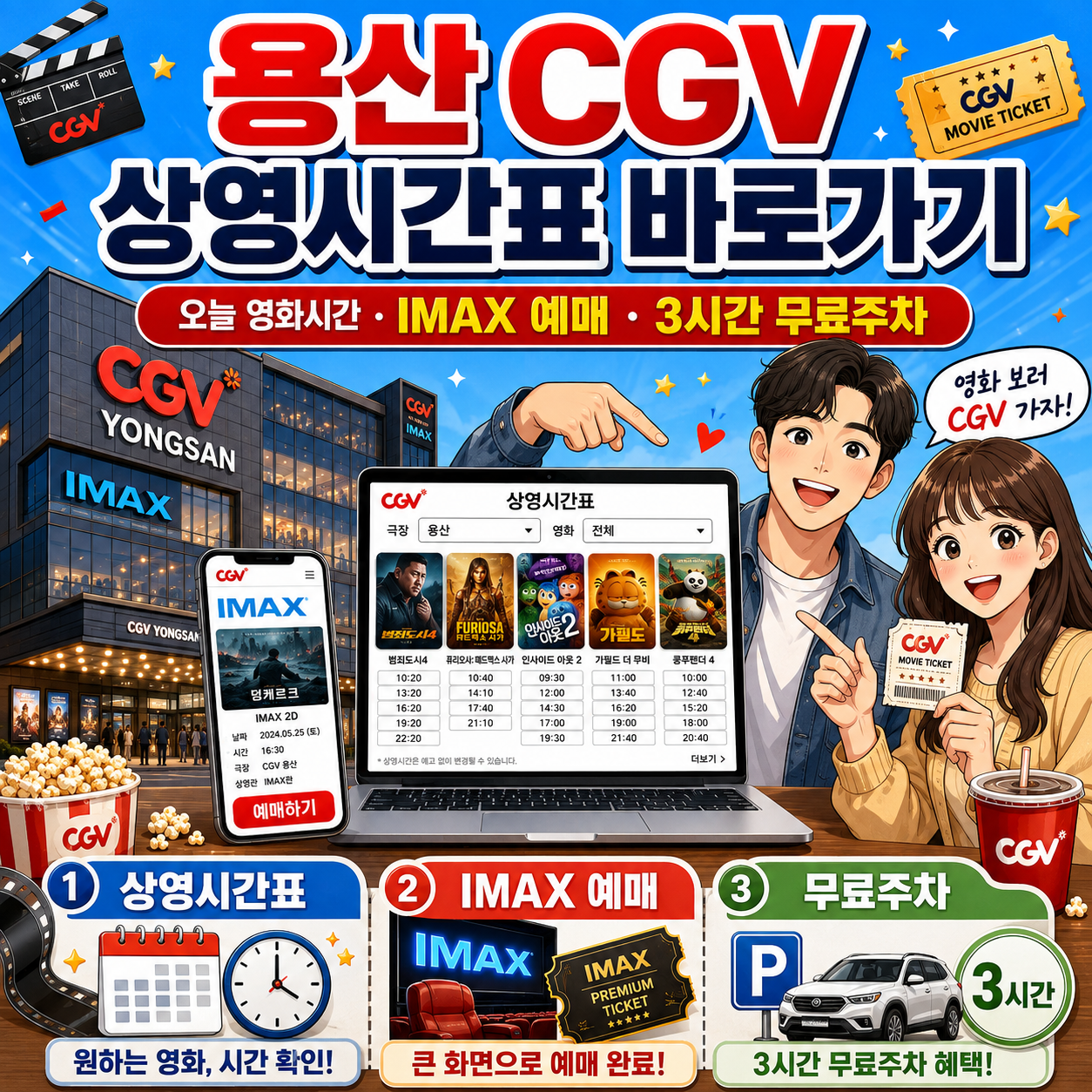 용산 CGV 상영시간표 바로가기｜오늘 영화시간&middot;IMAX 예매와 3시간 무료주차