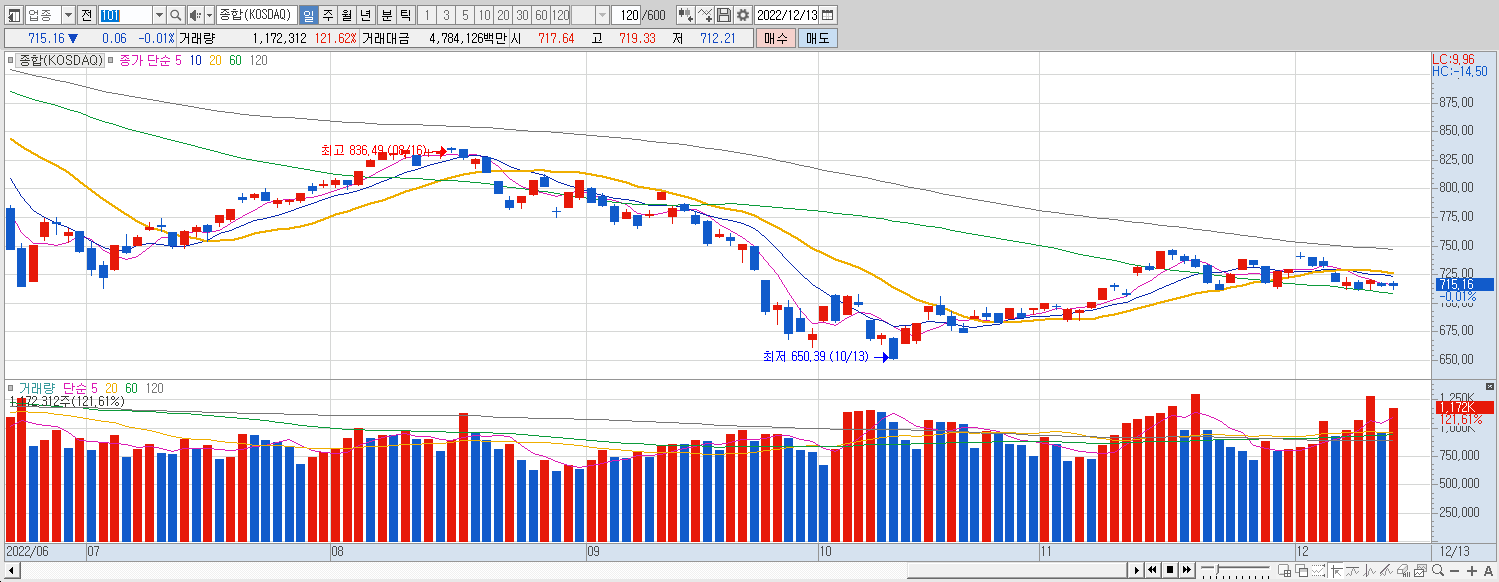 12.13 코스닥 마감챠트