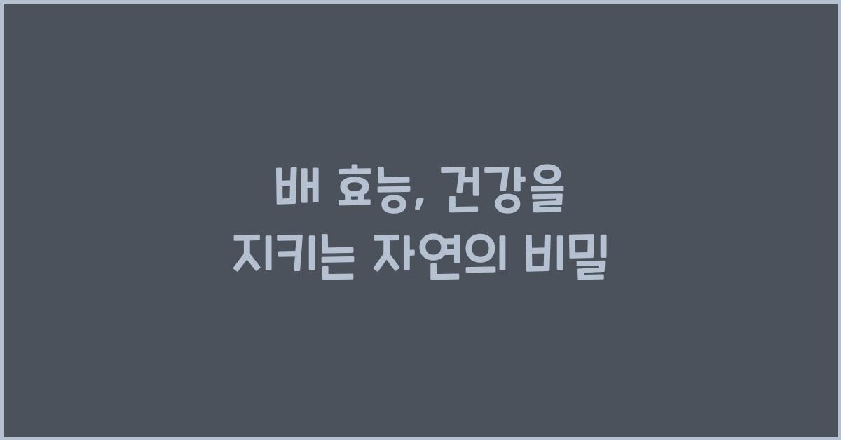 배 효능