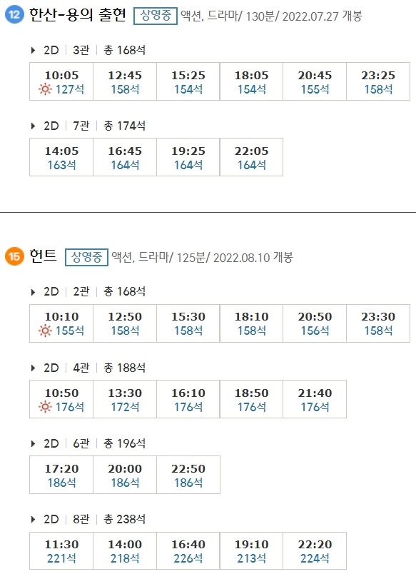 강릉 CGV 상영시간표