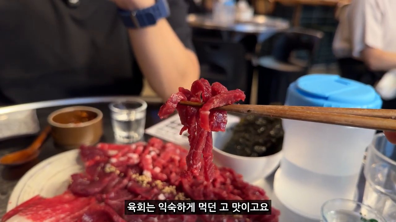 젓가락으로 든 육회