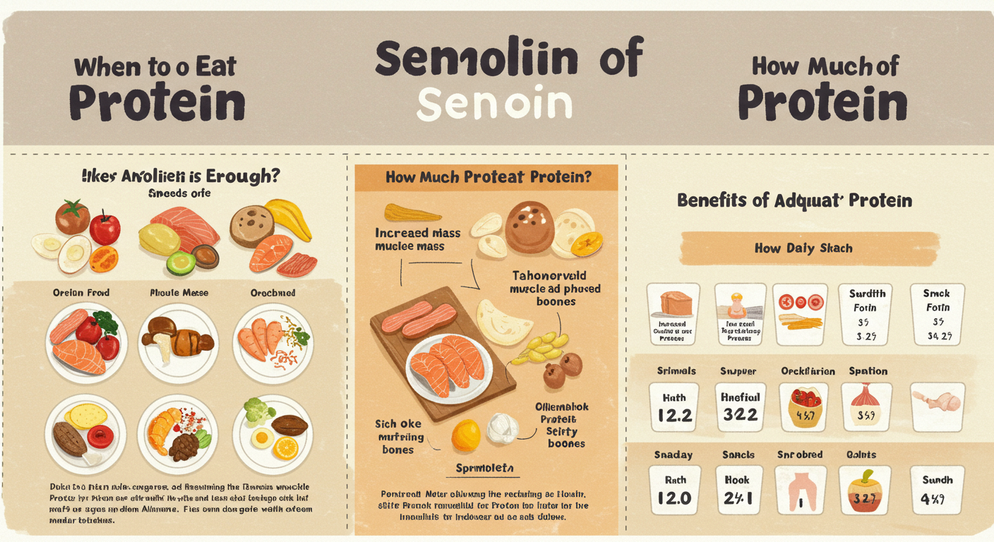 시니어단백질, 단백질섭취법, 근감소증예방, 고령영양, 단백질음식, 근육건강, 중장년건강, 건강식단, 식사조절, 단백질식단