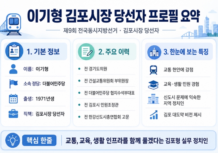 이기형 김포시장 당선자 프로필&middot;공약 총정리