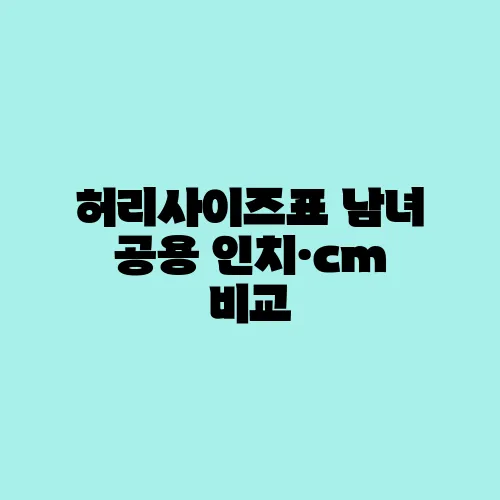 허리사이즈표 남녀 공용 인치·cm 비교