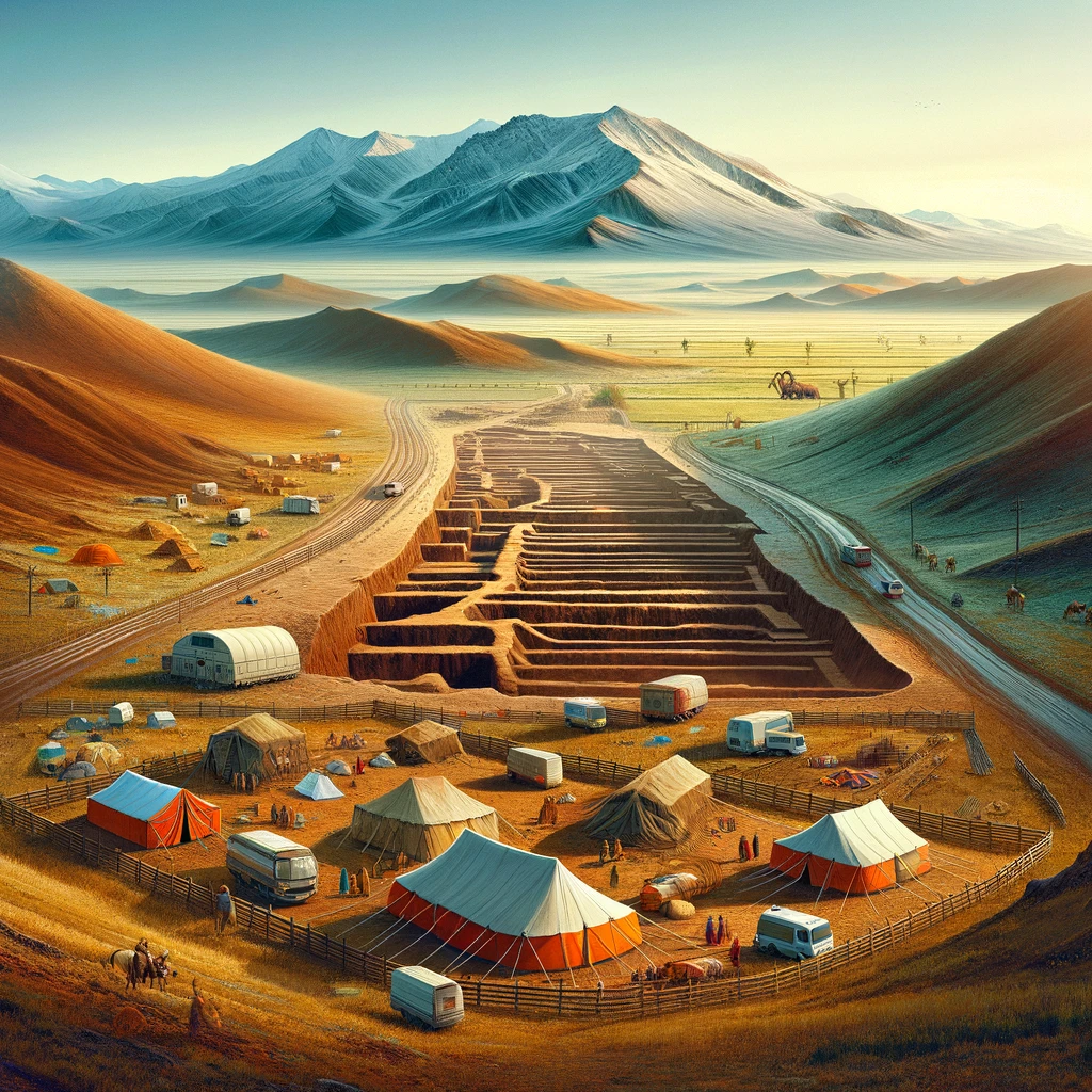 현대 몽골 칭기즈칸 무덤 발굴 현장