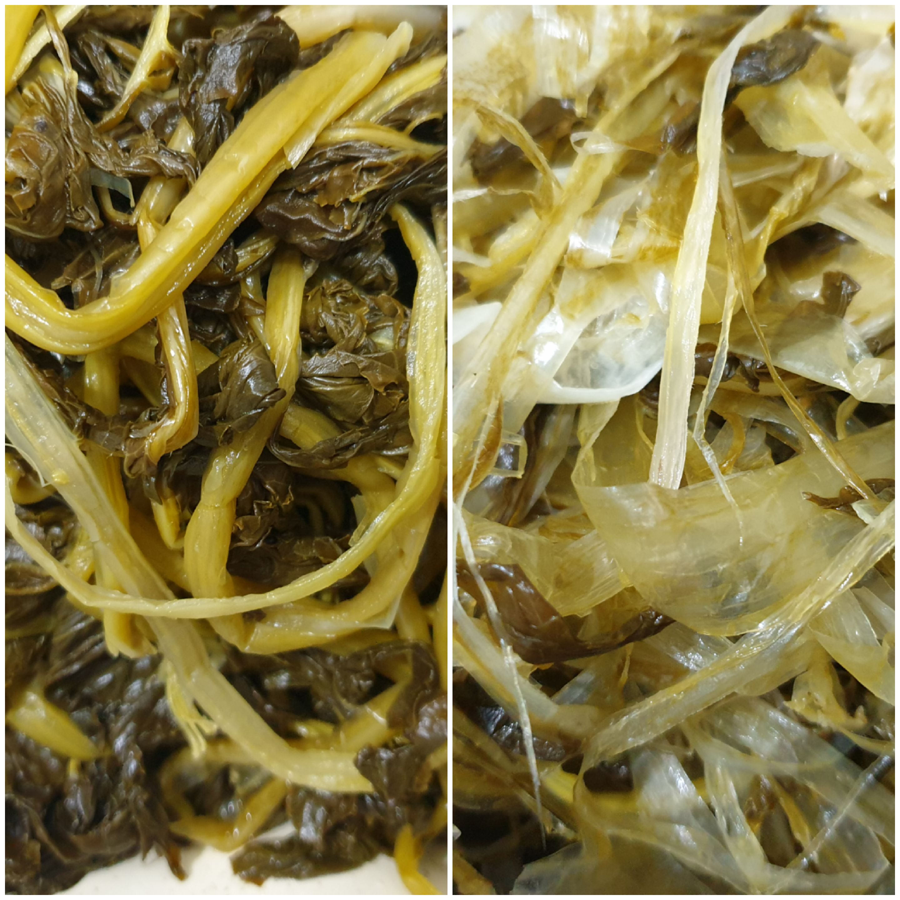 껍질벗긴 무청과 무청껍질