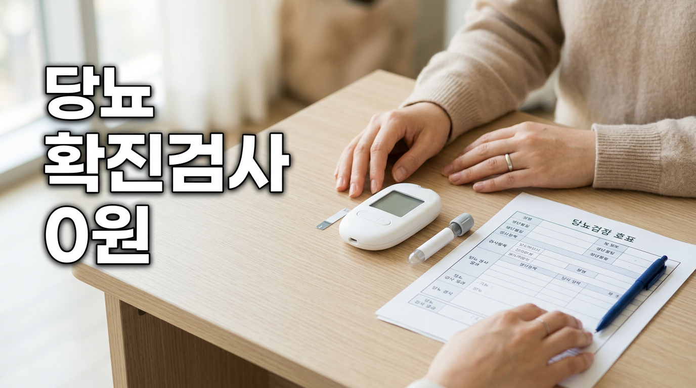 당뇨 확진검사 무료를 안내하는 혈당측정기와 검진표 사진