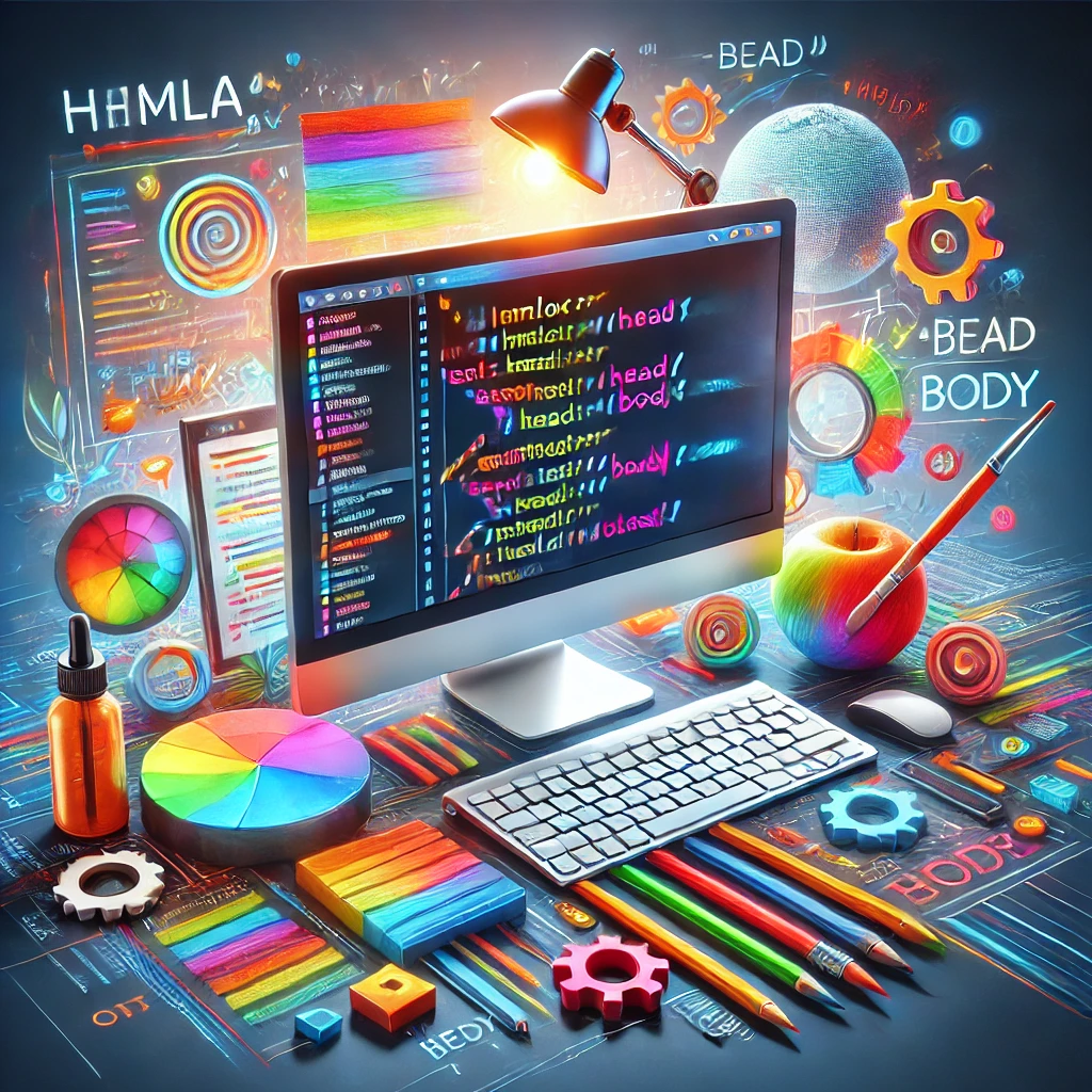 html 코드를 입력하는 프로그래밍 컴퓨터화면