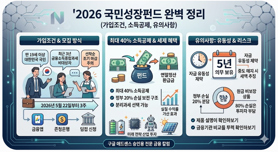 2026 국민성장펀드 가입조건과 소득공제 세제 혜택 및 투자 유의사항 총정리