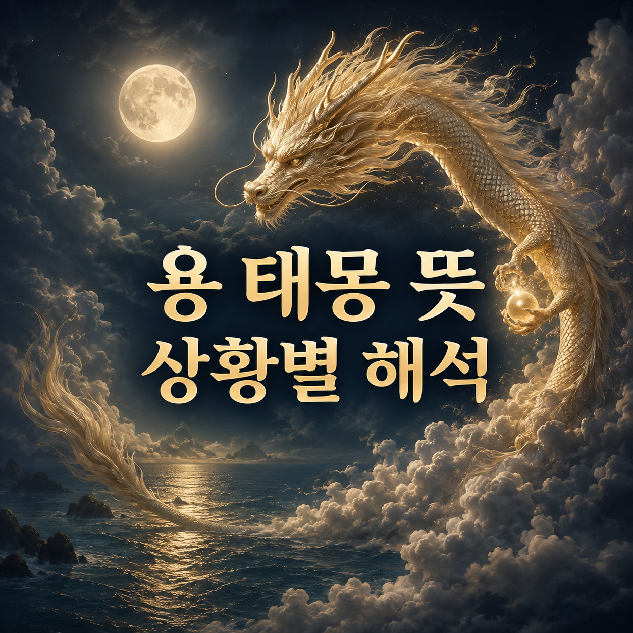 달빛 아래 여의주를 품은 황금빛 용 태몽
