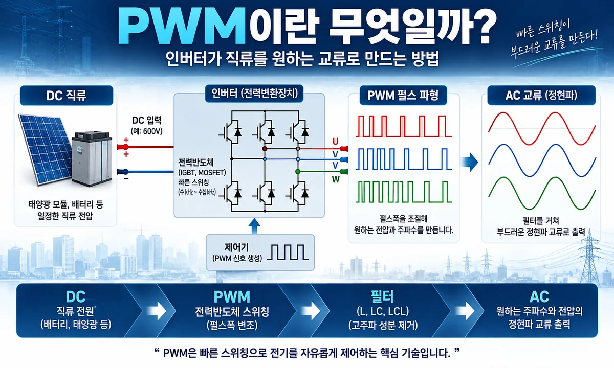 PWM 듀티비에 따라 펄스의 ON 시간이 달라지고 평균 출력 전압이 변하는 원리 비교