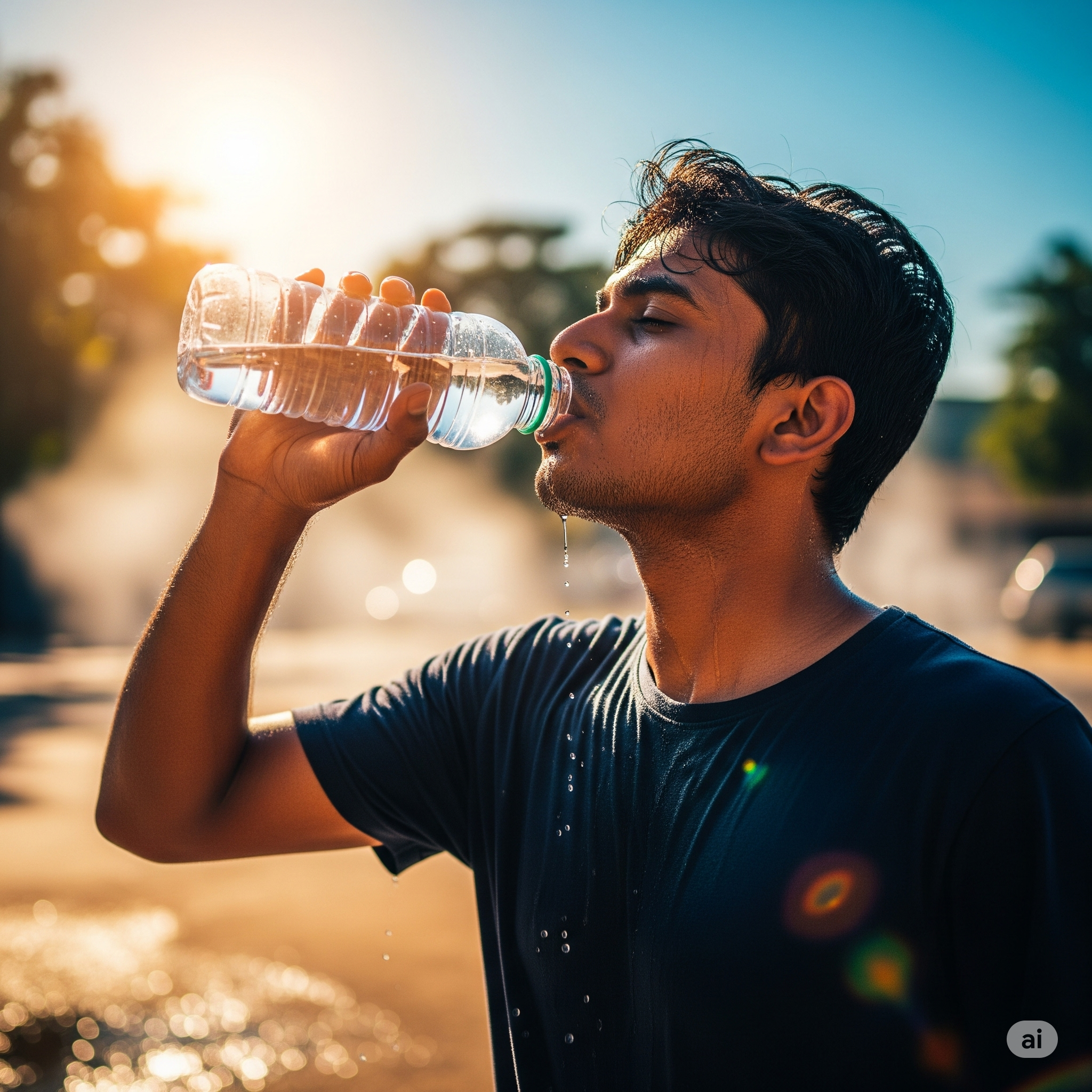 폭염 속 수분섭취하는 모습