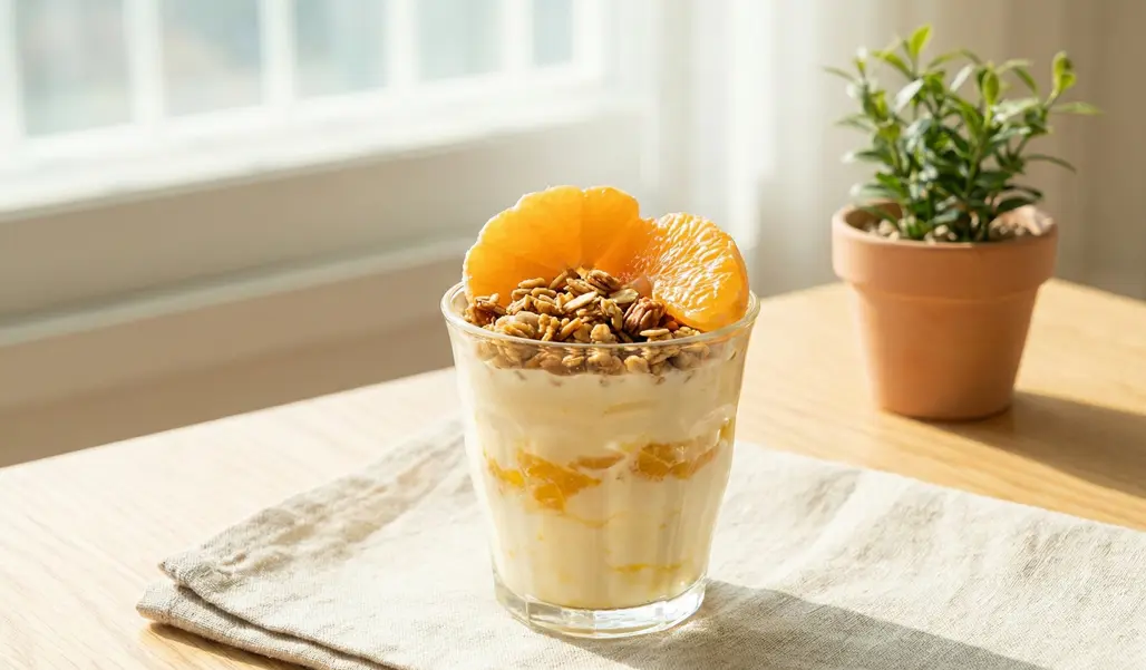 그릭요거트와 그래놀라를 올린 한라봉 샤베트 변형 버전 사진