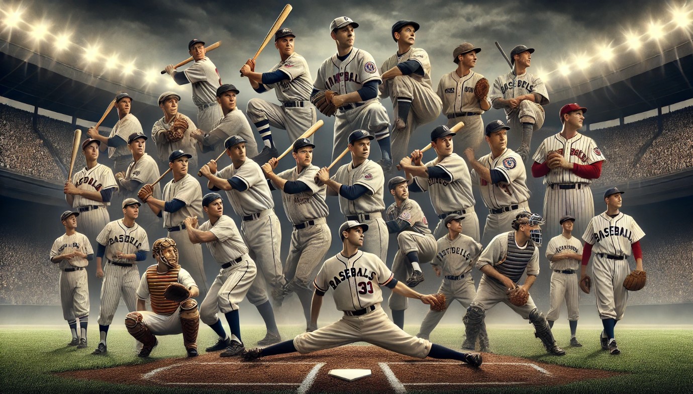 각각의 선수들이 다양한 포즈를 취하고 있는 전설적인 느낌의 이미지