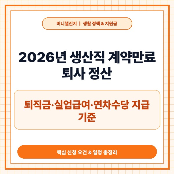 2026년 생산직 계약만료 퇴사 정산 가이드: 퇴직금·실업급여·연차수당