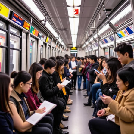 지하철에서 스마트폰을 보는 사람들