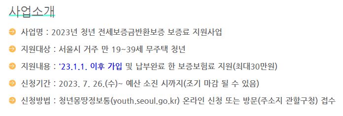 청년 전세보증금반환보증료 사업소개