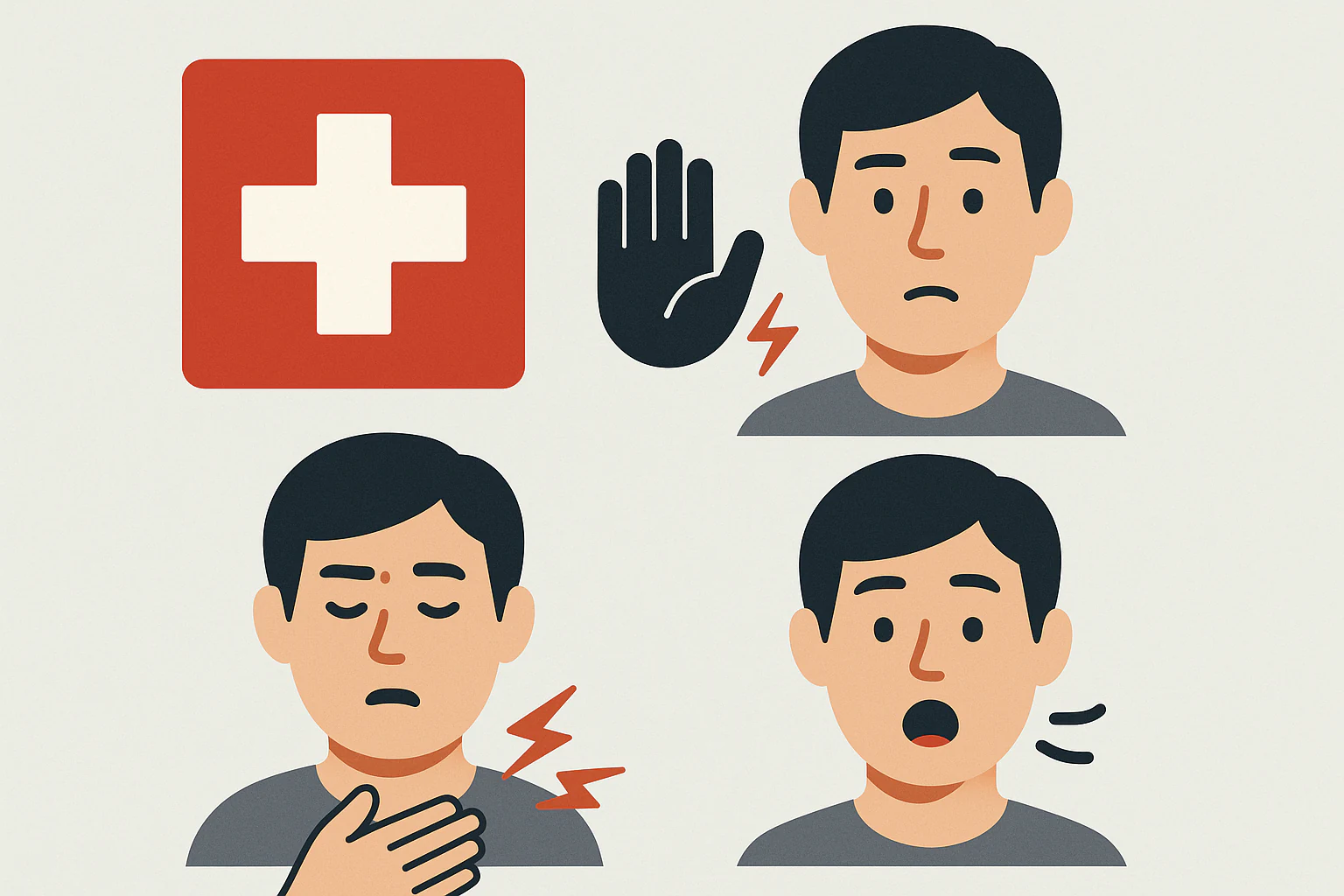 손&middot;얼굴 마비, 가슴 통증, 언어 장애