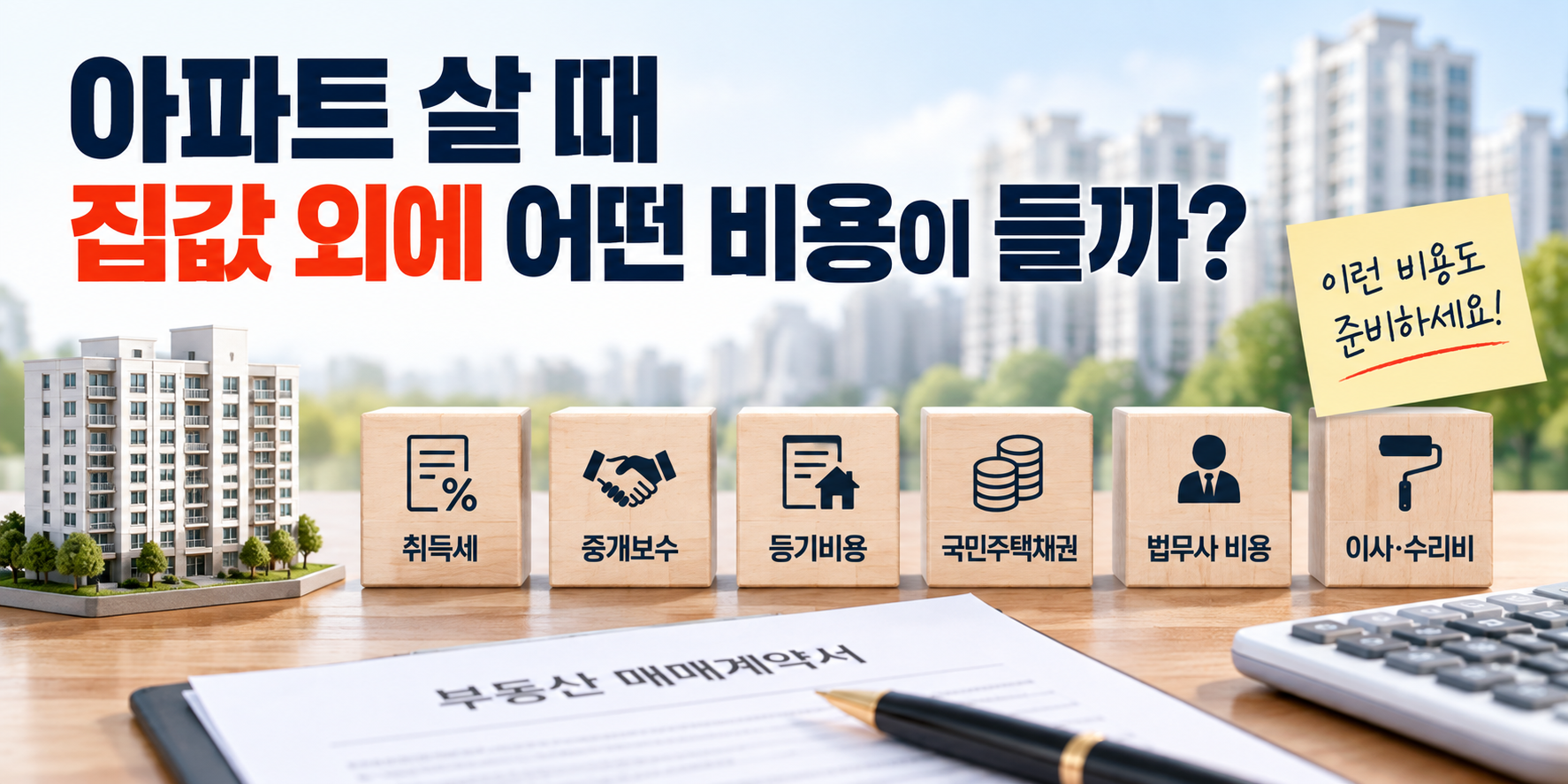 아파트 매수 시 취득세 중개보수 등기비용 국민주택채권 법무사비용 이사수리비 설명 이미지