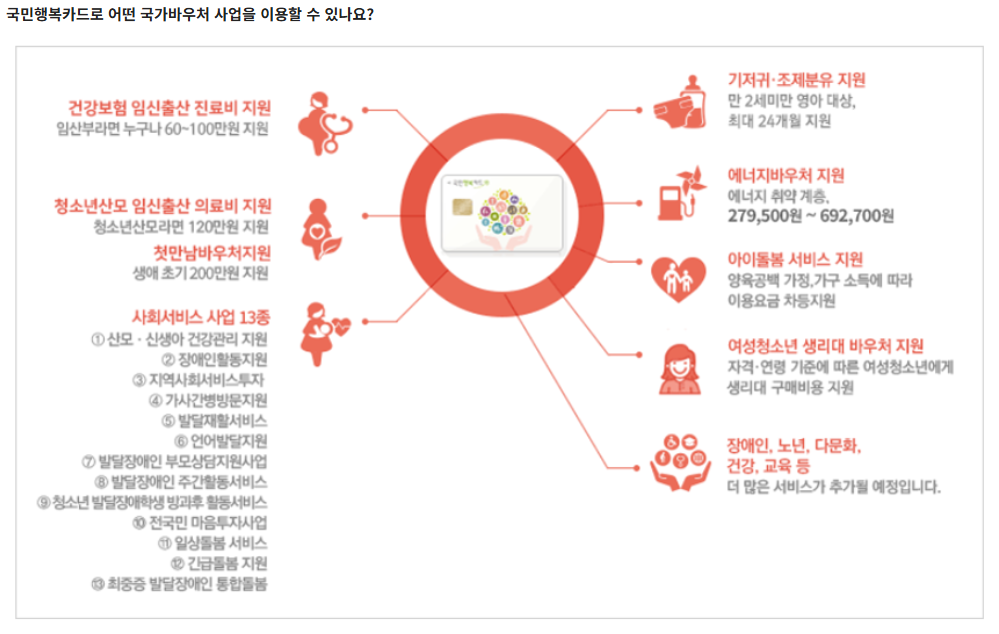 국민행복카드로 어떤 국가바우처 사업을 이용할수있나?