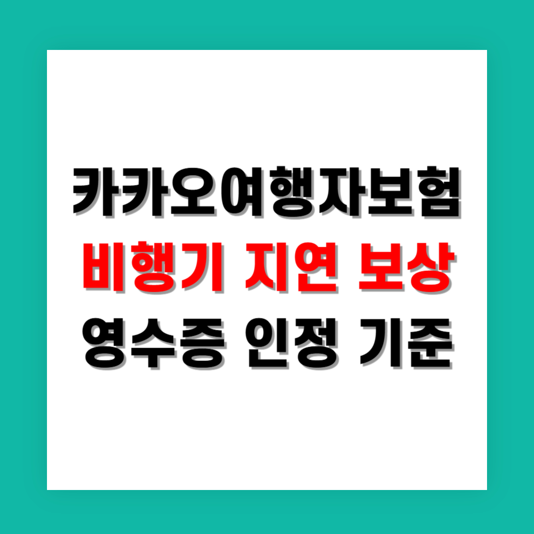 카카오여행자보험 비행기 지연 보상 영수증 인정 기준