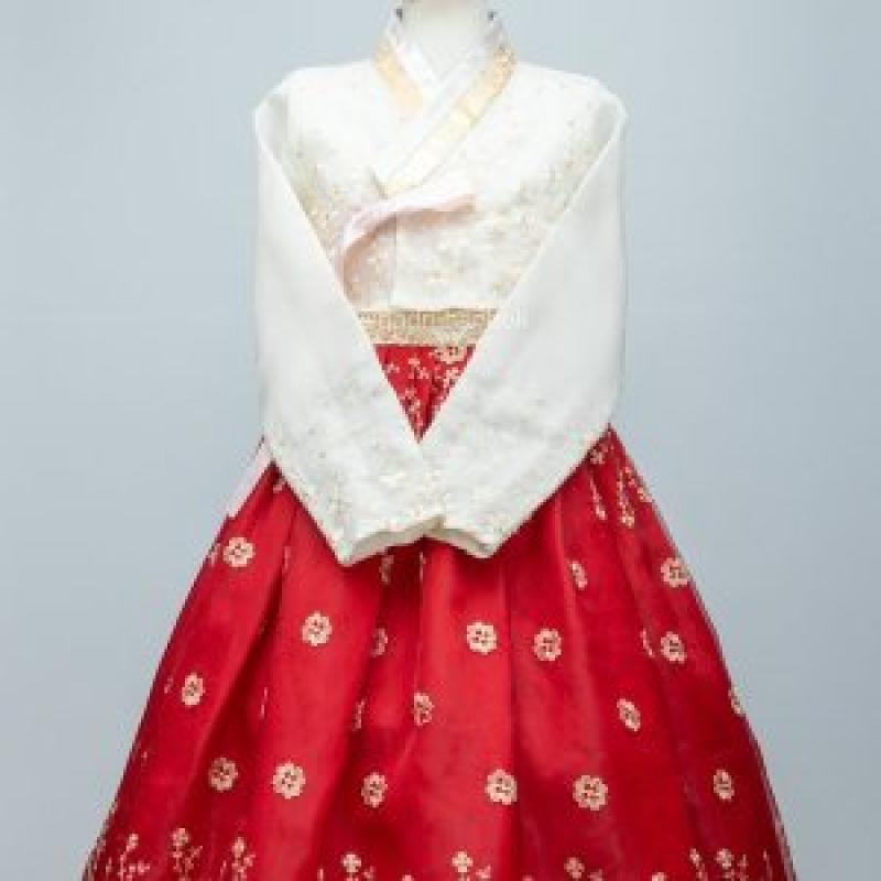 한복대여 여자 파티한복 자수아이보리저고리 빨강치마