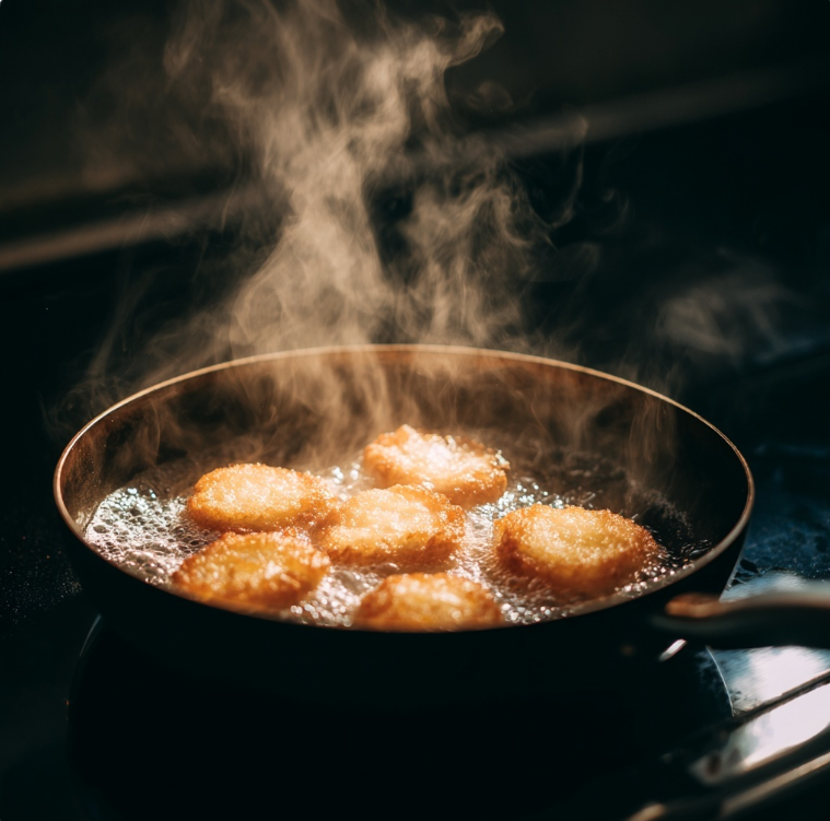 동그랑땡을 후라이팬에 부치는 모습