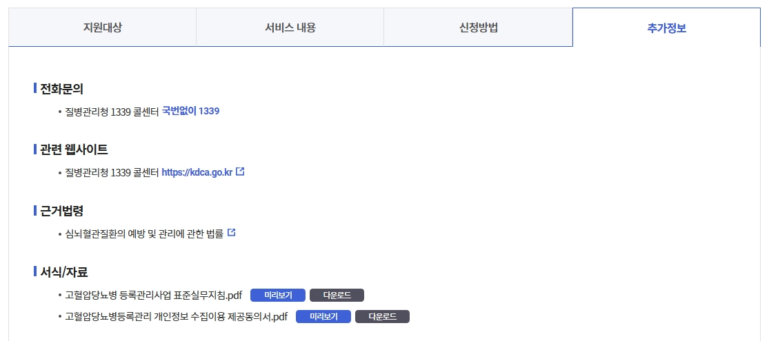 고혈압,당뇨병 등록관리사업 등록절차,신청자격,지원금액